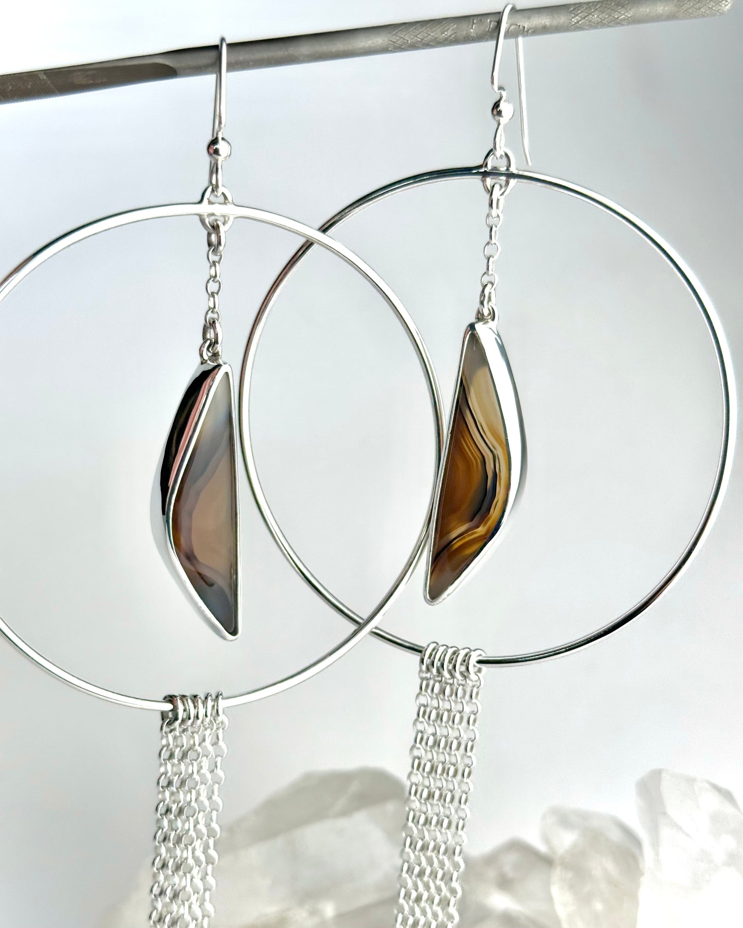 Montana Agate Honey + Fringe Earrings