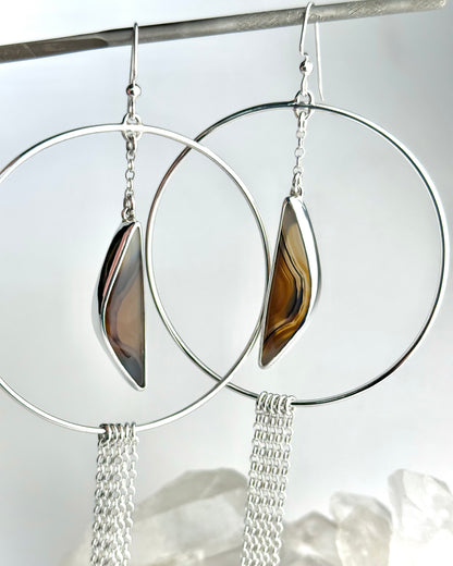 Montana Agate Honey + Fringe Earrings