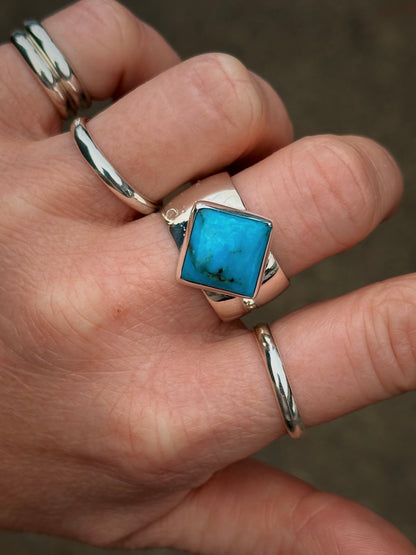 5. Kingman Turquoise Wide Band Ring {sz 9/9.25}