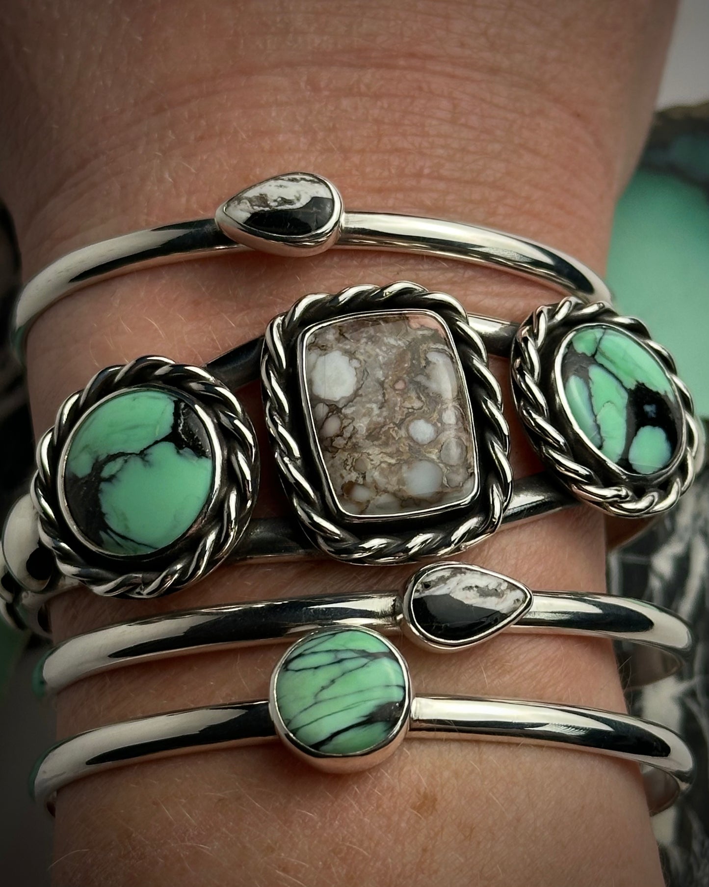 White Buffalo Stacking Cuff {5.75" around 1" opening}