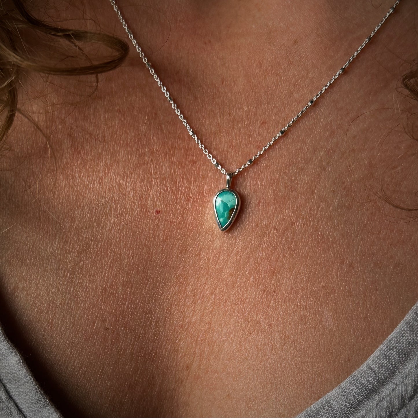 Pilot Mountain Turquoise Minimalist Necklace 18" Chain