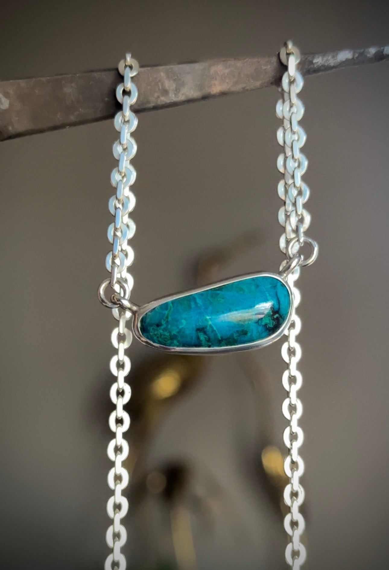 Chrysocolla + Malachite Bone Necklace