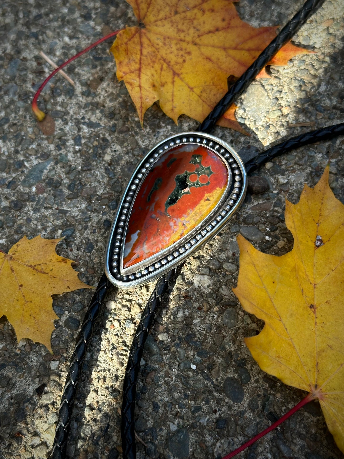 Ocean Jasper Western Bolo Tie