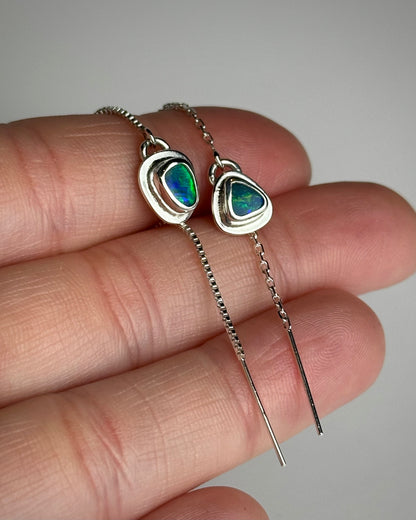 Mixed Chain Opal Threader Earrings