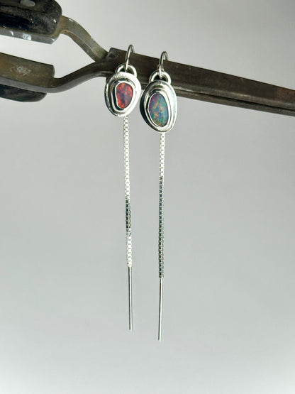 Periwinkle Opal Threader Earrings