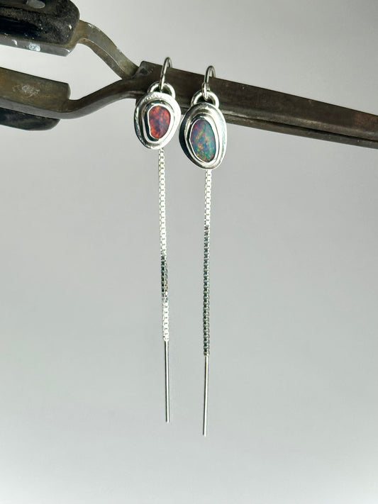 Periwinkle Opal Threader Earrings