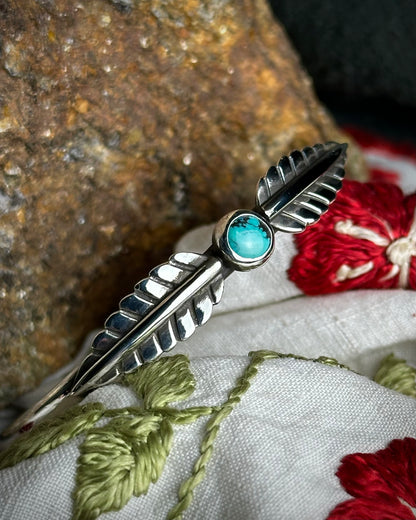 #1 Turquoise Floral Stacking Cuff {5.25" around 1" opening}