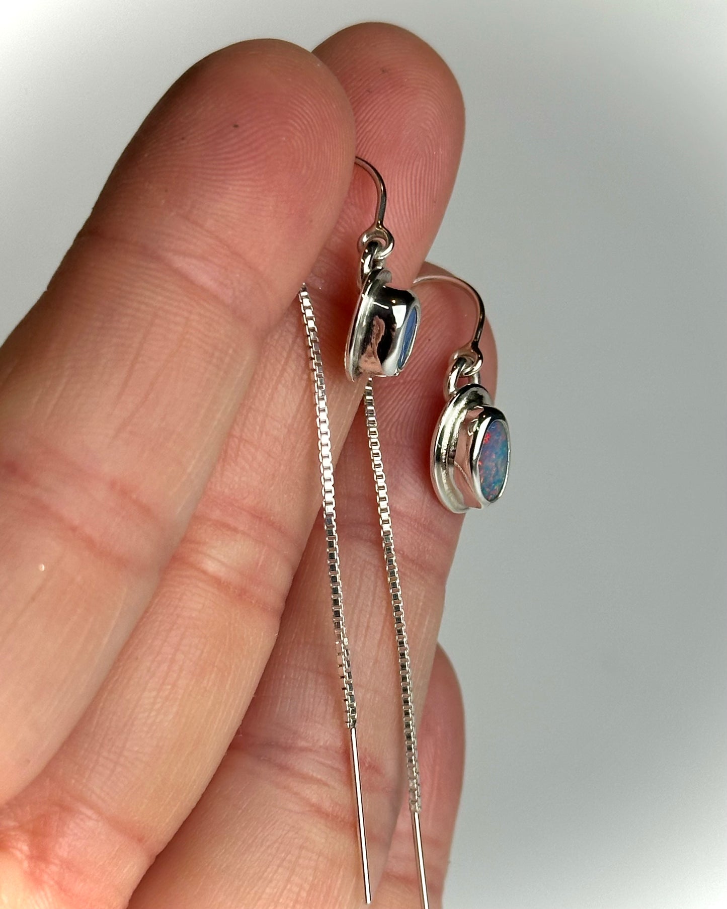 Periwinkle Opal Threader Earrings