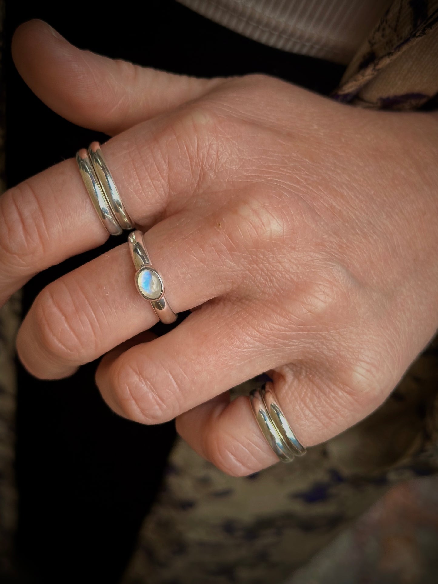 3. {NEW} Rainbow Moonstone Ring - made to order