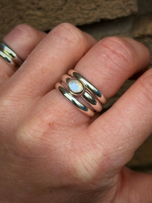 3. {NEW} Rainbow Moonstone Ring - made to order