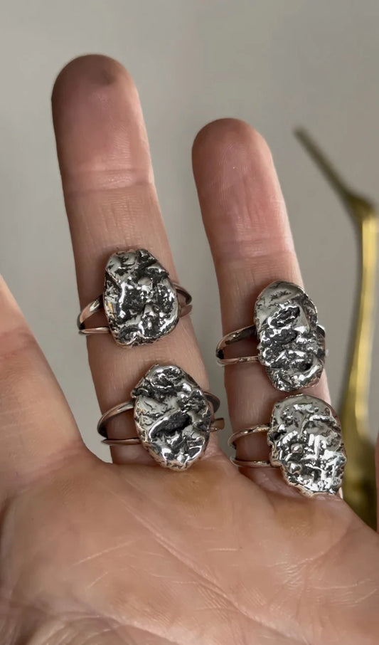 Silver Nugget Rings (sz 5.75 & 7.75)