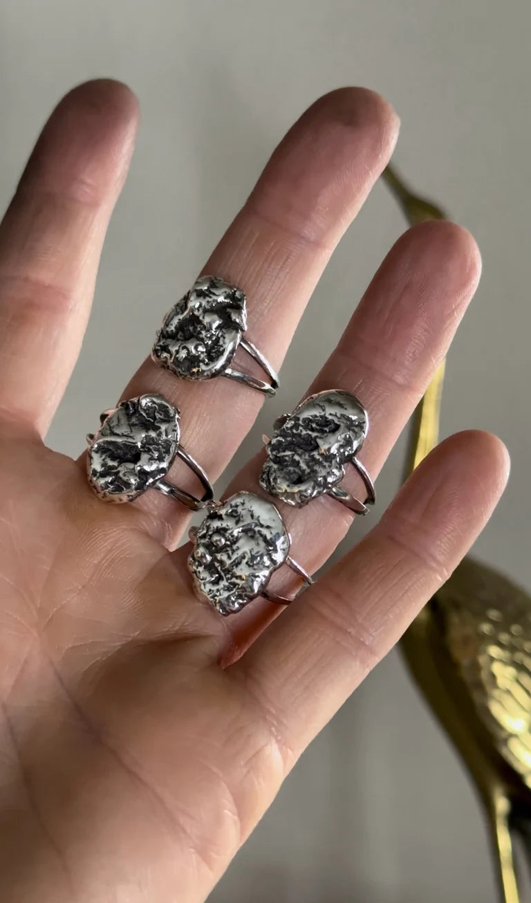 Silver Nugget Rings (sz 5.75 & 7.75)