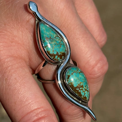 Dueling Turquoise Snake Ring sz 7.5