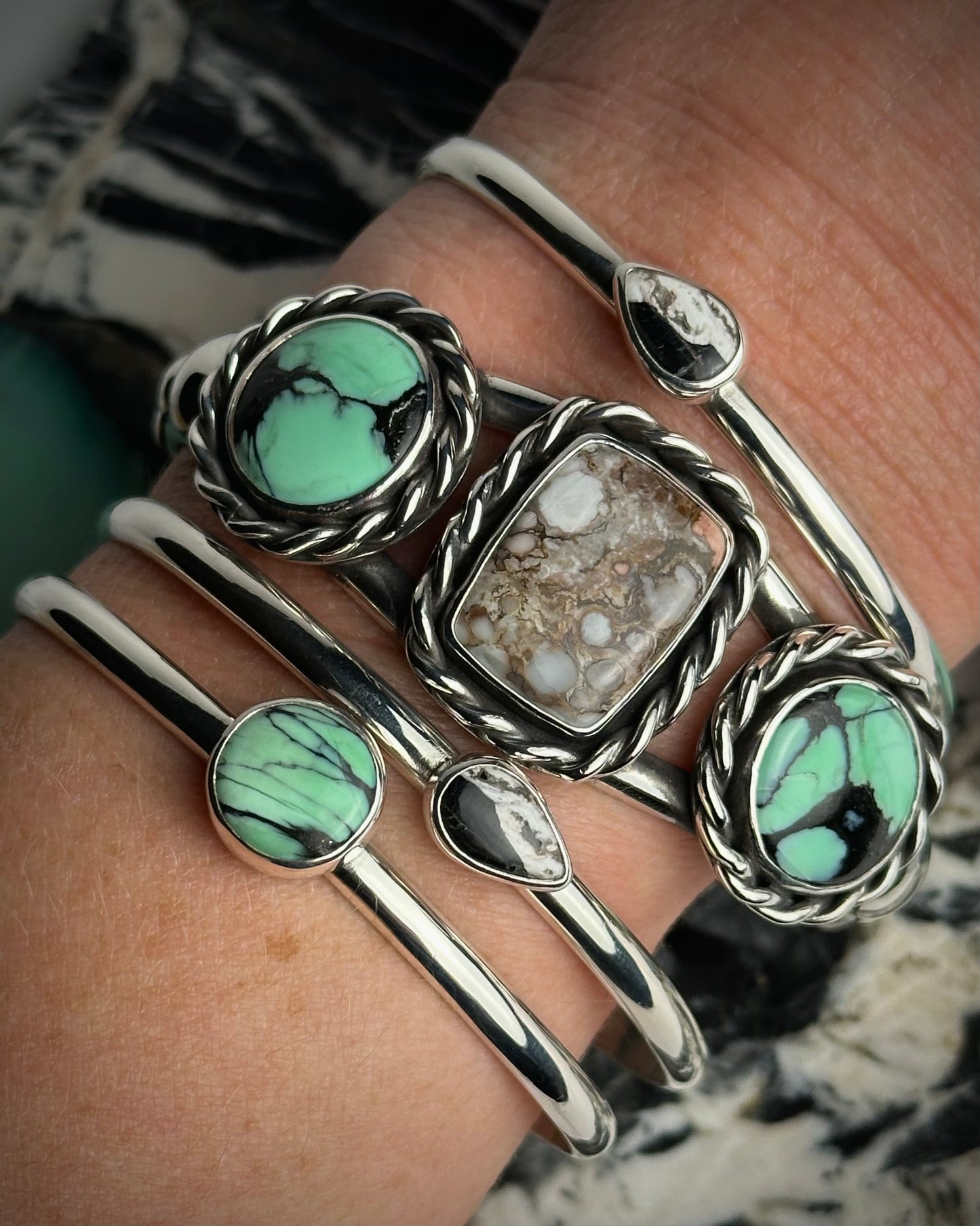 Emerald Rose Stacking Cuff {5.5" around 1" opening}