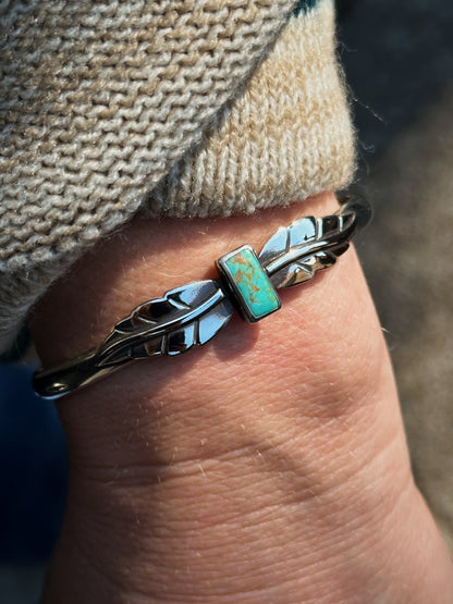 Turquoise + Folia Sterling Cuff (5.5" with 1" opening)