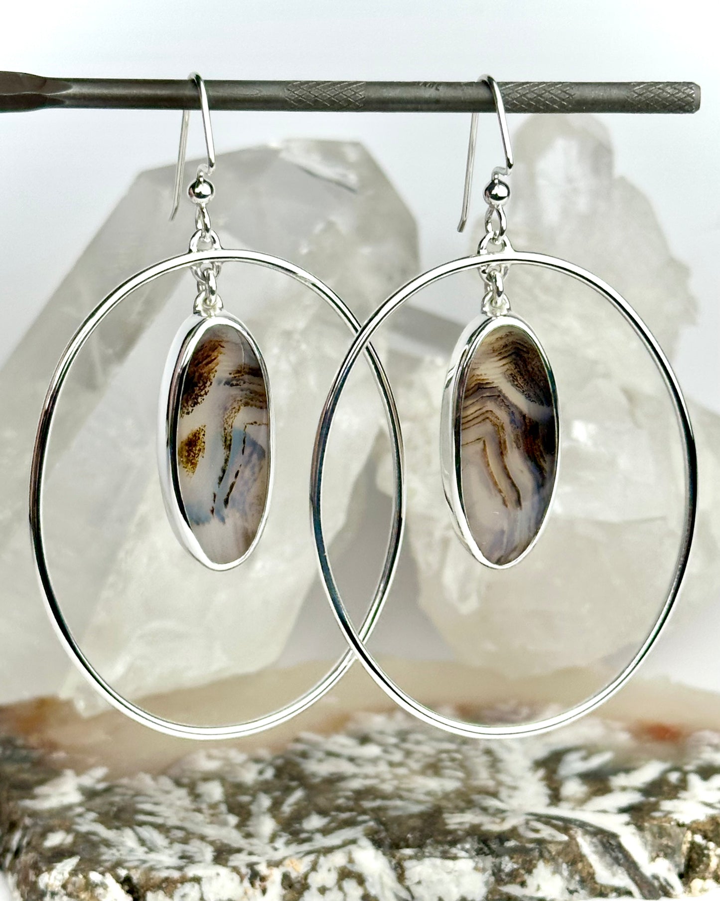 Montana Agate Woodland Hoops