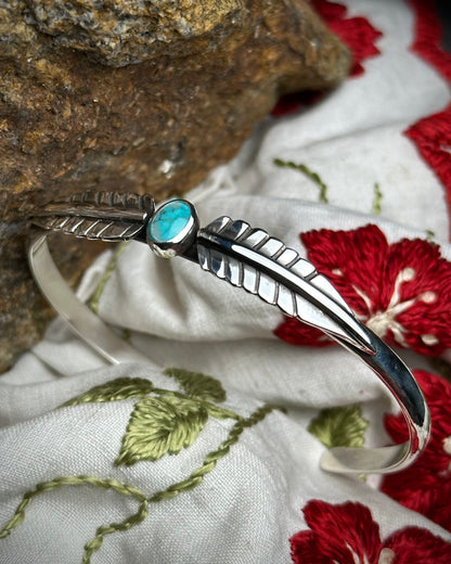 #2 Turquoise Flora Stacking Cuff {5.5" around 1" opening}