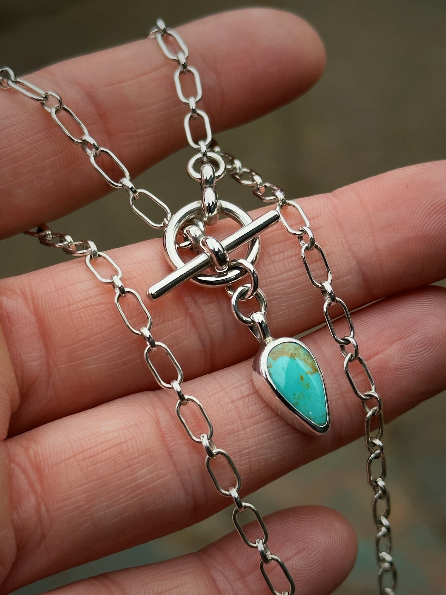 Turquoise Teardrop Petite Toggle Necklace