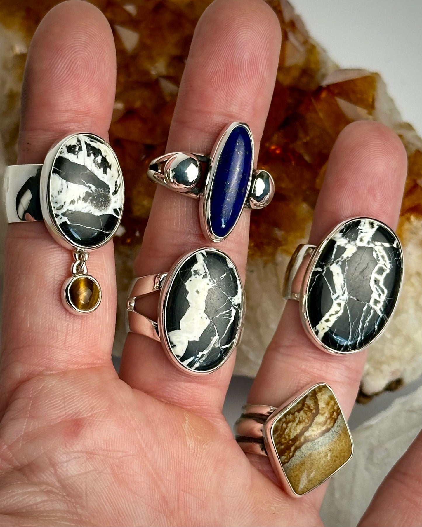 White Buffalo Split Wide Band Ring {sz 7.5/7.75}