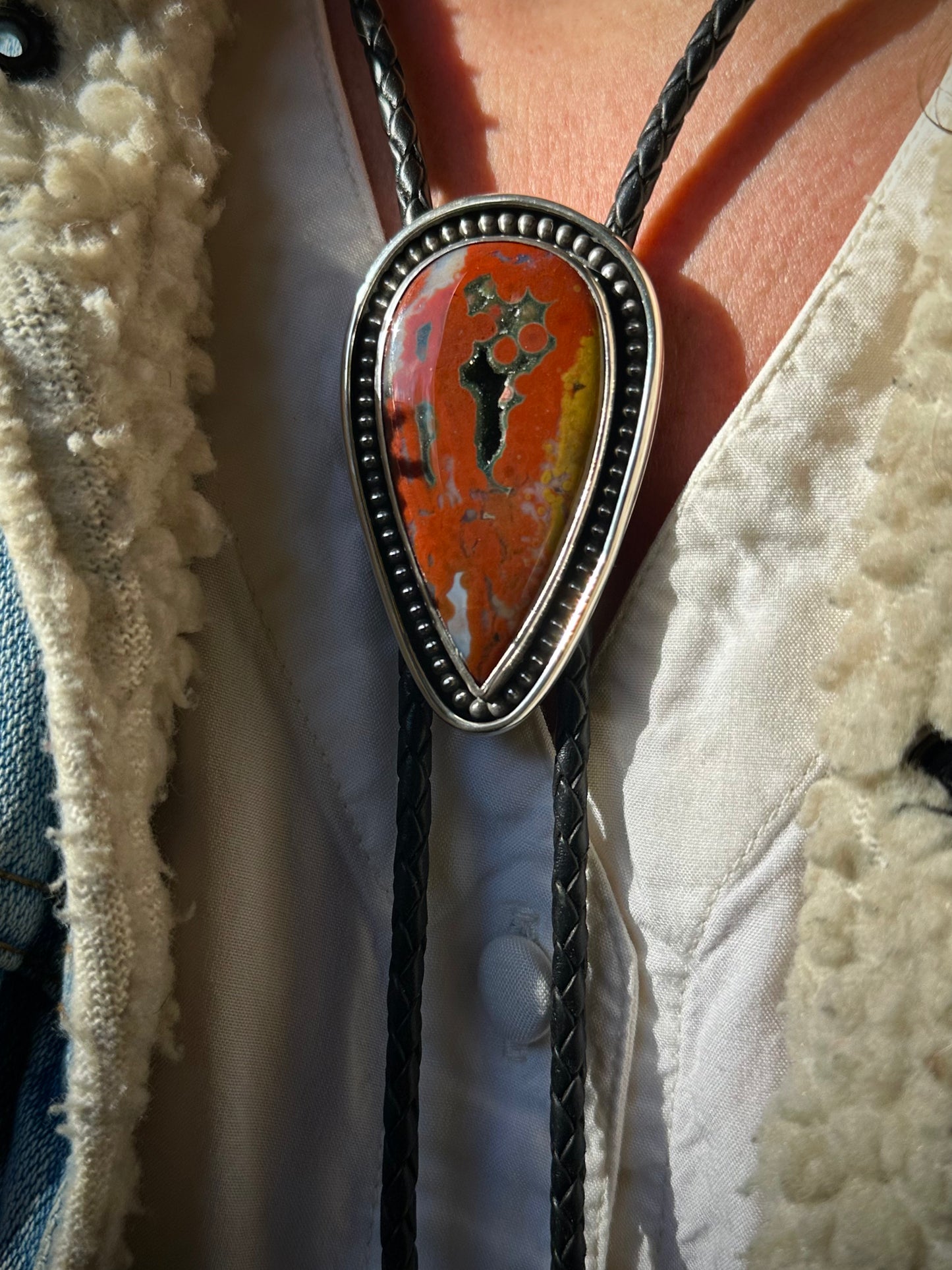 Ocean Jasper Western Bolo Tie