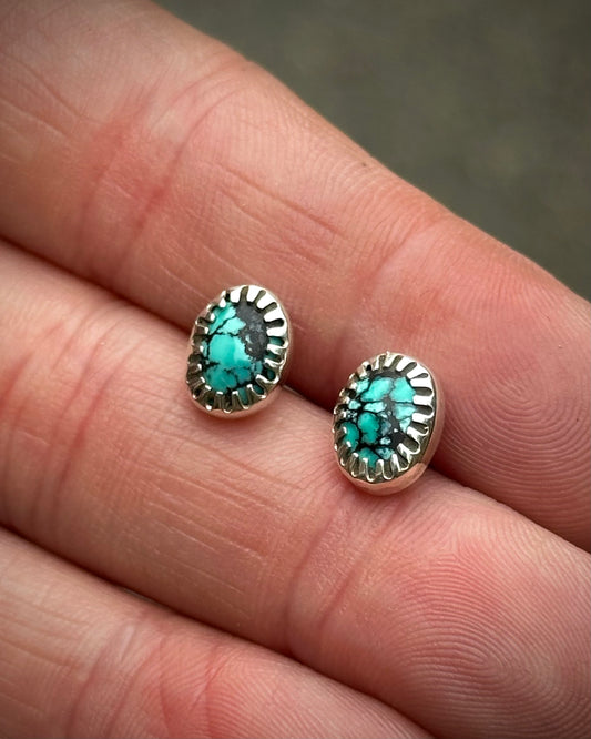 Turquoise & Silver Stud Earrings