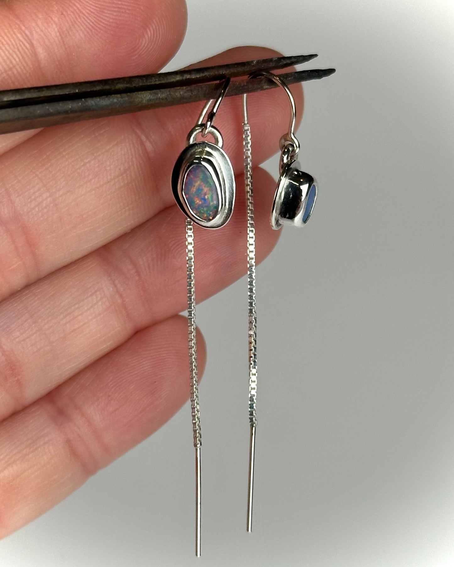 Periwinkle Opal Threader Earrings