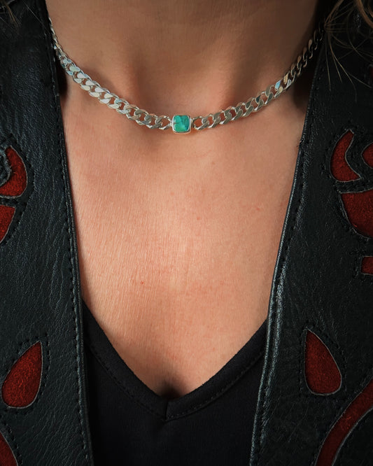 Turquoise + Curb Chain Choker