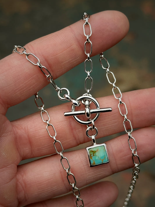 Turquoise Square Petite Toggle Necklace