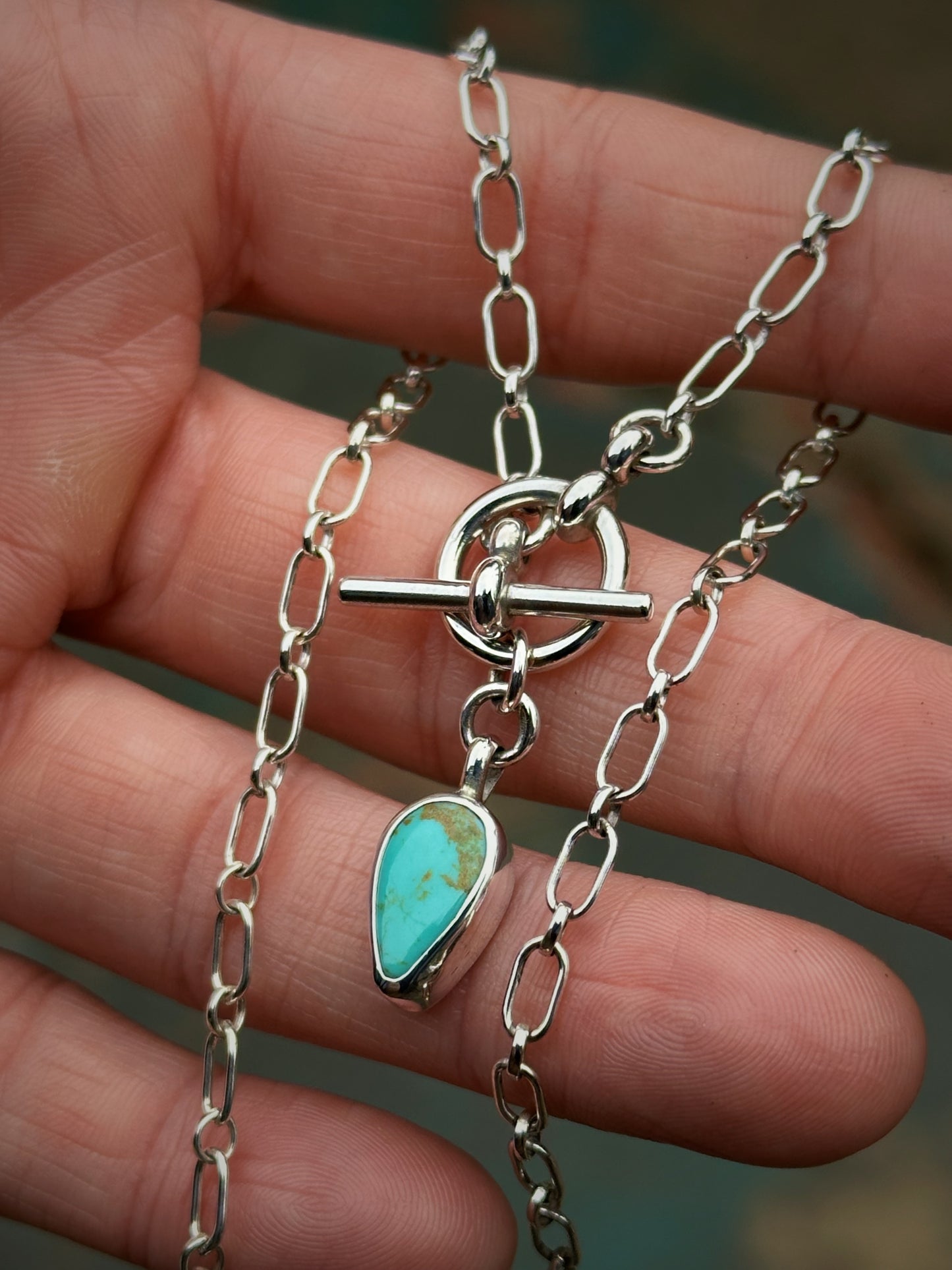 Turquoise Teardrop Petite Toggle Necklace