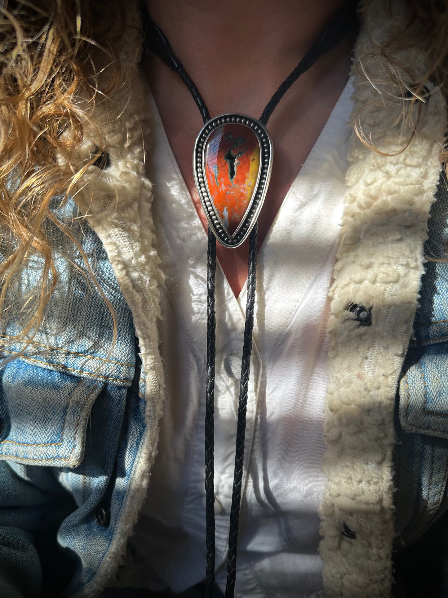 Ocean Jasper Western Bolo Tie