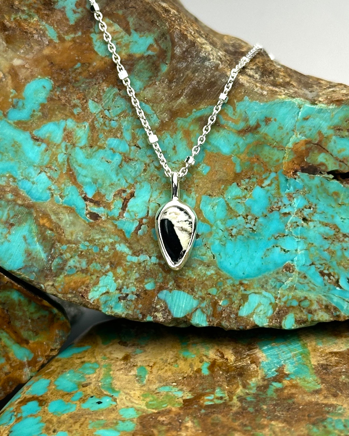 White Buffalo Charm Necklace #2 {16" chain}